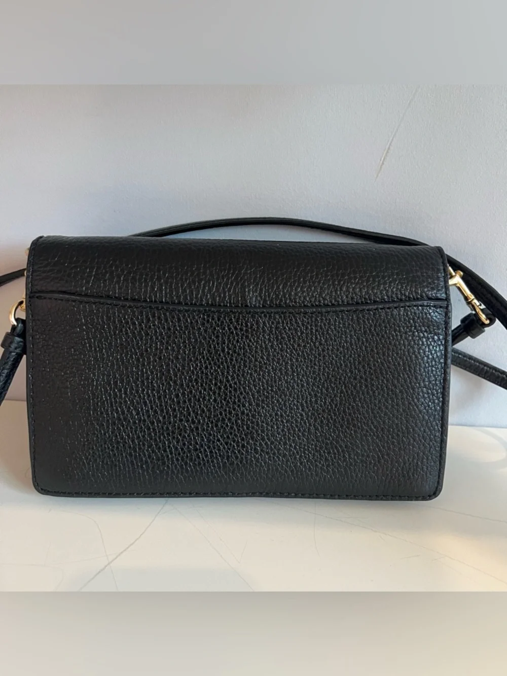 Coach Fold Over Crossbody Clutch Black Pebbled Leather Gold Hardware - Picture 6 of 8